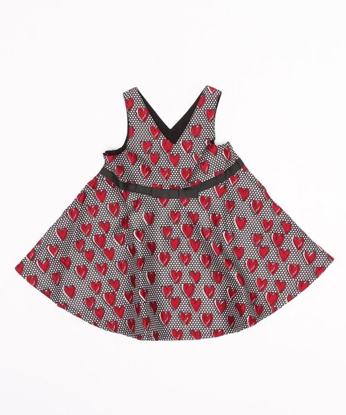 nino（ニノ）の「ハートジャガードジャンパースカート（ジャンパースカート・キッズ・レッド・120cm/100cm/110cm/90cm）」の3枚目の写真
