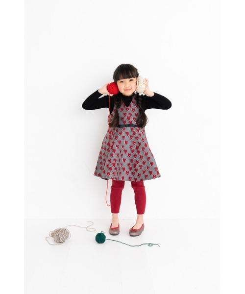 nino（ニノ）の「ハートジャガードジャンパースカート（ジャンパースカート・キッズ・レッド・120cm/100cm/110cm/90cm）」の6枚目の写真