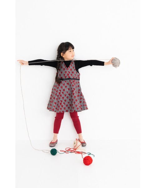 nino（ニノ）の「ハートジャガードジャンパースカート（ジャンパースカート・キッズ・レッド・120cm/100cm/110cm/90cm）」の7枚目の写真