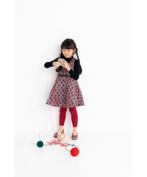 nino（ニノ）の「ハートジャガードジャンパースカート（ジャンパースカート・キッズ・レッド・120cm/100cm/110cm/90cm）」の8枚目の写真