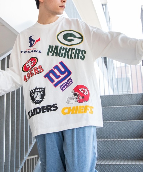 NFL(ナショナルフットボールリーグ )の「∴WEGO/別注NFL ヘビーウエイトクレイジービックシルエットロンT(Tシャツ/カットソー・メンズ・ホワイト・LARGE/MEDIUM)」の1枚目の写真