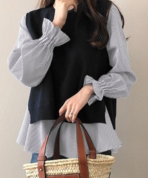 シャツ/ブラウス ニットベスト」に該当するトップスファッション