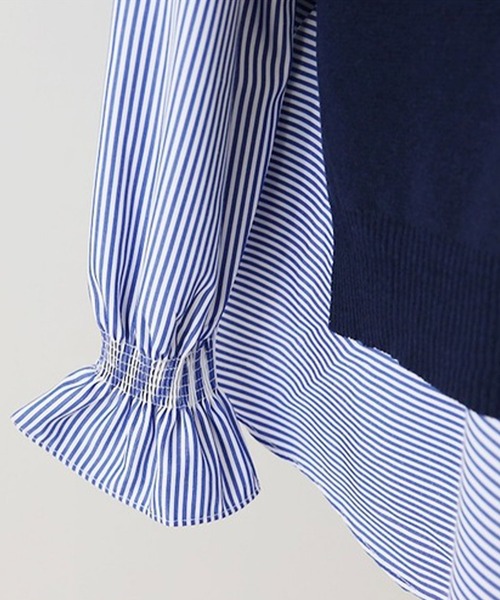 Amulet（アミュレット）の「ニットベスト付きブラウス（シャツ/ブラウス・レディース・ブラック×ホワイト/ブルー系その他/グレー×ホワイト/ベージュ/パープル/ブラック/カーキ/ブラウン・M/L/XL）」の10枚目の写真