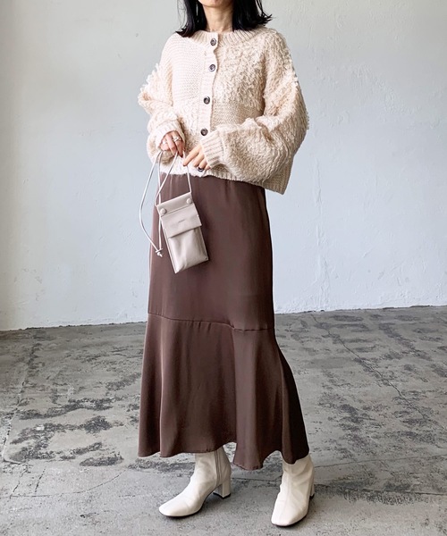 LIAN（リアン）の「モヘアタッチループニットカーディガン（カーディガン/ボレロ・レディース・ブラウン/ブラック/オフホワイト・FREE）」の4枚目の写真