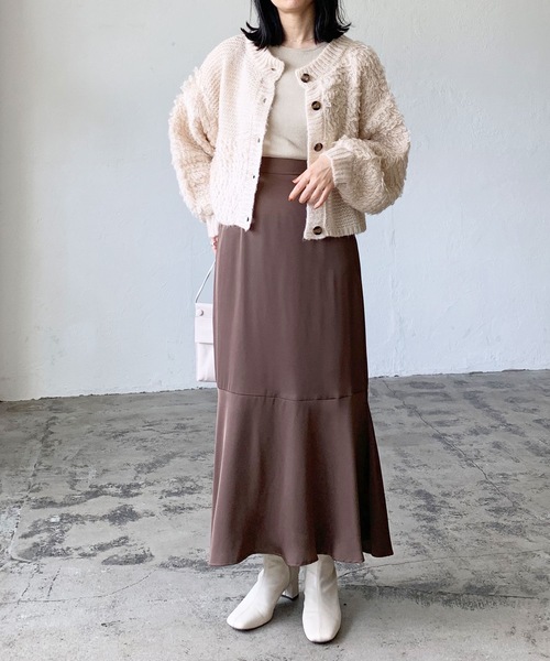 LIAN（リアン）の「モヘアタッチループニットカーディガン（カーディガン/ボレロ・レディース・ブラウン/ブラック/オフホワイト・FREE）」の8枚目の写真