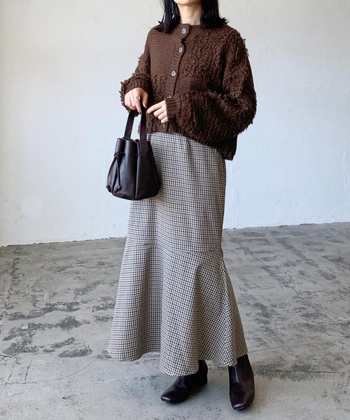 LIAN（リアン）の「モヘアタッチループニットカーディガン（カーディガン/ボレロ・レディース・ブラウン/ブラック/オフホワイト・FREE）」の12枚目の写真