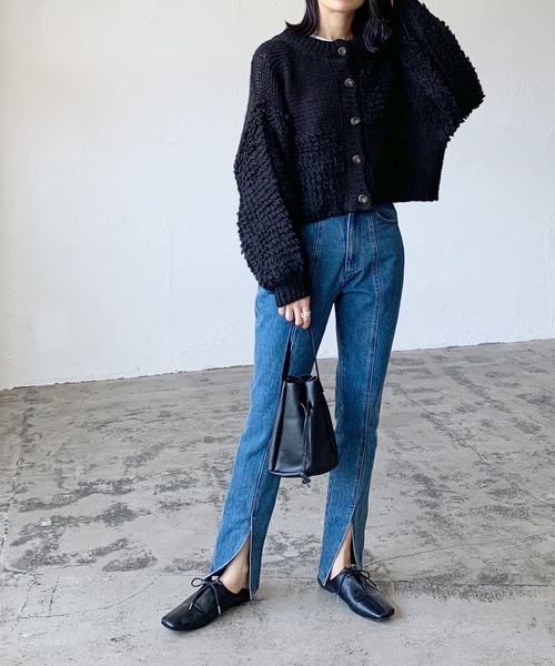 LIAN（リアン）の「モヘアタッチループニットカーディガン（カーディガン/ボレロ・レディース・ブラウン/ブラック/オフホワイト・FREE）」の16枚目の写真