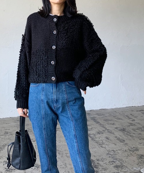 LIAN（リアン）の「モヘアタッチループニットカーディガン（カーディガン/ボレロ・レディース・ブラウン/ブラック/オフホワイト・FREE）」の18枚目の写真