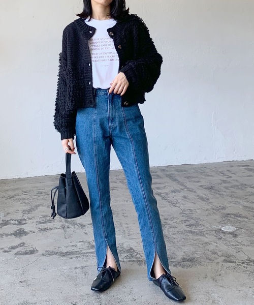 LIAN（リアン）の「モヘアタッチループニットカーディガン（カーディガン/ボレロ・レディース・ブラウン/ブラック/オフホワイト・FREE）」の20枚目の写真