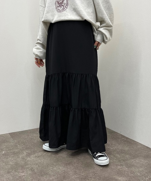 apres jour mignon（アプレジュールミニョン）の「ティアードスカート【ZOZOTOWN限定アイテム】（スカート・レディース・ブラック/グリーン/アイボリー・X-LARGE/SMALL/MEDIUM）」の12枚目の写真