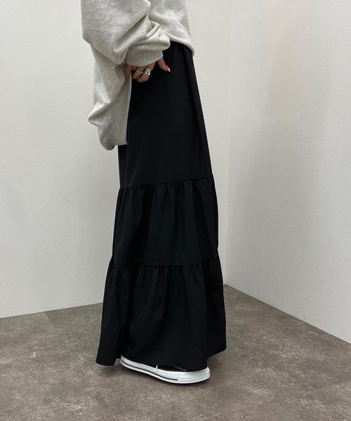 apres jour mignon（アプレジュールミニョン）の「ティアードスカート【ZOZOTOWN限定アイテム】（スカート・レディース・ブラック/グリーン/アイボリー・X-LARGE/SMALL/MEDIUM）」の13枚目の写真