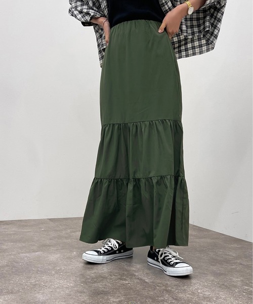 apres jour mignon（アプレジュールミニョン）の「ティアードスカート【ZOZOTOWN限定アイテム】（スカート・レディース・ブラック/グリーン/アイボリー・X-LARGE/SMALL/MEDIUM）」の17枚目の写真