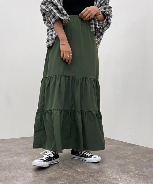 apres jour mignon（アプレジュールミニョン）の「ティアードスカート【ZOZOTOWN限定アイテム】（スカート・レディース・ブラック/グリーン/アイボリー・X-LARGE/SMALL/MEDIUM）」の18枚目の写真