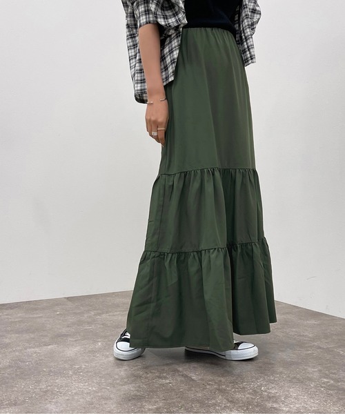 apres jour mignon（アプレジュールミニョン）の「ティアードスカート【ZOZOTOWN限定アイテム】（スカート・レディース・ブラック/グリーン/アイボリー・X-LARGE/SMALL/MEDIUM）」の19枚目の写真