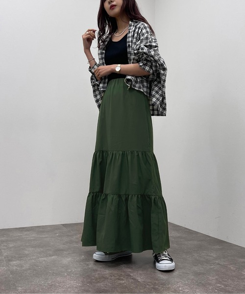 apres jour mignon（アプレジュールミニョン）の「ティアードスカート【ZOZOTOWN限定アイテム】（スカート・レディース・ブラック/グリーン/アイボリー・X-LARGE/SMALL/MEDIUM）」の21枚目の写真