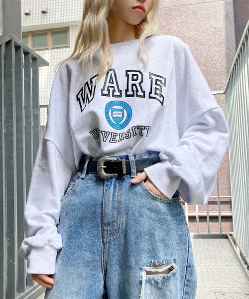 Figments（フィグメンツ）の「カレッジスウェット（スウェット・レディース・グリーン/杢グレー・FREE）」の2枚目の写真