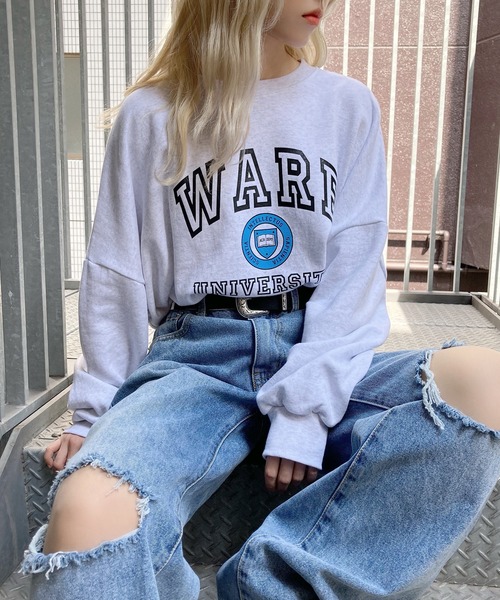 Figments（フィグメンツ）の「カレッジスウェット（スウェット・レディース・グリーン/杢グレー・FREE）」の12枚目の写真