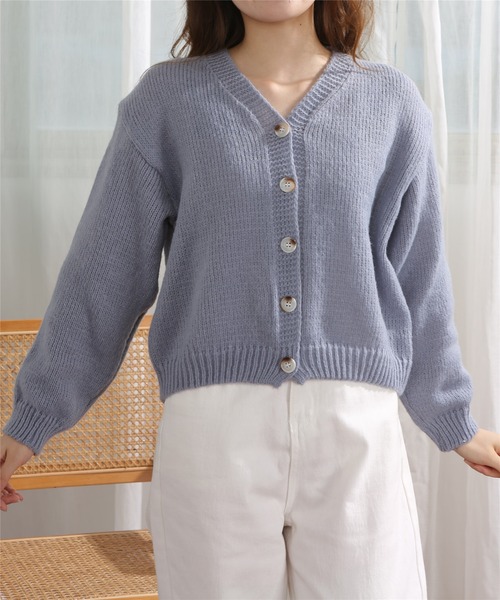 MAISON DE THERESE（メゾン ド テレーズ）の「Vネック無地ニットカーディガン（カーディガン/ボレロ・レディース・ベージュ/ブルー/ライトブラウン/ピンク・FREE）」の8枚目の写真