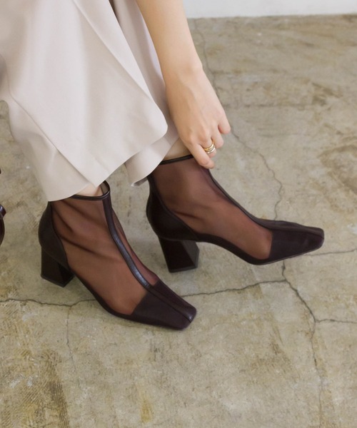 RANDA（ランダ）の「ソフト シースルーショートブーツ（ブーツ・レディース・ベージュ/ブラウン/ブラック・LL/L/M/S）」の3枚目の写真