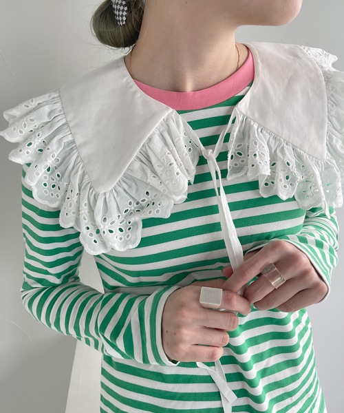 SANSeLF(サンセルフ)の「【SANSeLF】color border tops sanw21a053(Tシャツ/カットソー・レディース・ネイビー/ピンク/グリーン・FREE)」の9枚目の写真