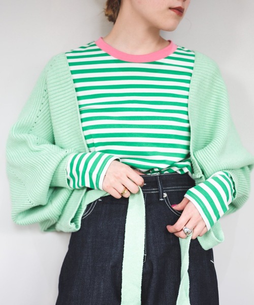 SANSeLF(サンセルフ)の「【SANSeLF】color border tops sanw21a053(Tシャツ/カットソー・レディース・ネイビー/ピンク/グリーン・FREE)」の5枚目の写真