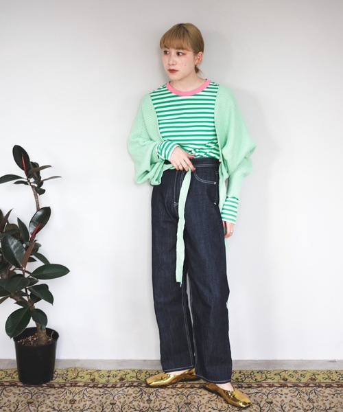 SANSeLF(サンセルフ)の「【SANSeLF】color border tops sanw21a053(Tシャツ/カットソー・レディース・ネイビー/ピンク/グリーン・FREE)」の6枚目の写真
