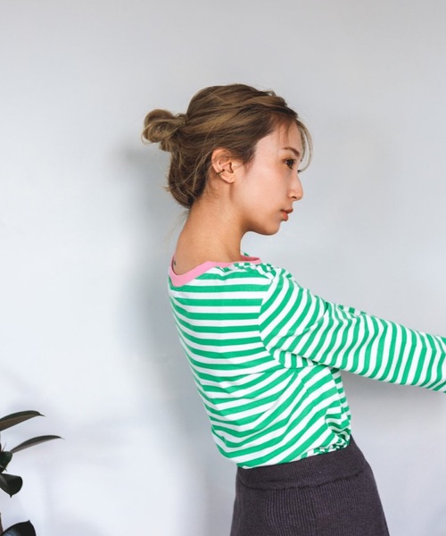 SANSeLF(サンセルフ)の「【SANSeLF】color border tops sanw21a053(Tシャツ/カットソー・レディース・ネイビー/ピンク/グリーン・FREE)」の11枚目の写真