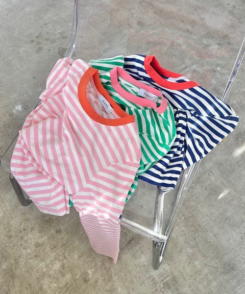 SANSeLF(サンセルフ)の「【SANSeLF】color border tops sanw21a053(Tシャツ/カットソー・レディース・ネイビー/ピンク/グリーン・FREE)」の22枚目の写真