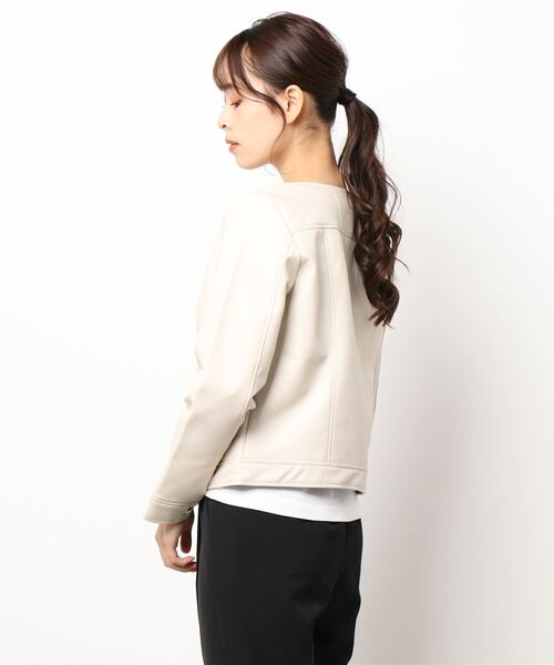 CECIL McBEE（セシルマクビー）の「シングルライダースジャケット（ライダースジャケット・レディース・ブラック/ベージュ/アイボリー・MEDIUM/LARGE）」の4枚目の写真