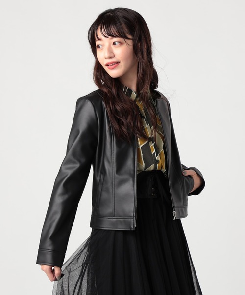 CECIL McBEE（セシルマクビー）の「シングルライダースジャケット（ライダースジャケット・レディース・ブラック/ベージュ/アイボリー・MEDIUM/LARGE）」の3枚目の写真
