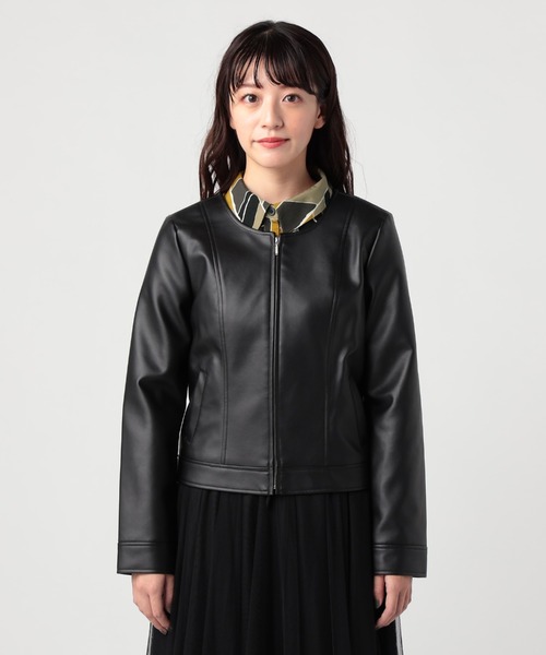 CECIL McBEE（セシルマクビー）の「シングルライダースジャケット（ライダースジャケット・レディース・ブラック/ベージュ/アイボリー・MEDIUM/LARGE）」の7枚目の写真