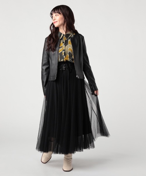 CECIL McBEE（セシルマクビー）の「シングルライダースジャケット（ライダースジャケット・レディース・ブラック/ベージュ/アイボリー・MEDIUM/LARGE）」の12枚目の写真