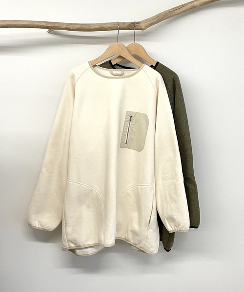 CANAL JEAN（キャナルジーン）の「RED CHOP WORKS(レッドチョップワークス) フリース胸ポケットトレーナー（その他トップス・レディース・オフホワイト/カーキ・38）」の11枚目の写真