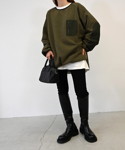 CANAL JEAN（キャナルジーン）の「RED CHOP WORKS(レッドチョップワークス) フリース胸ポケットトレーナー（その他トップス・レディース・オフホワイト/カーキ・38）」の8枚目の写真