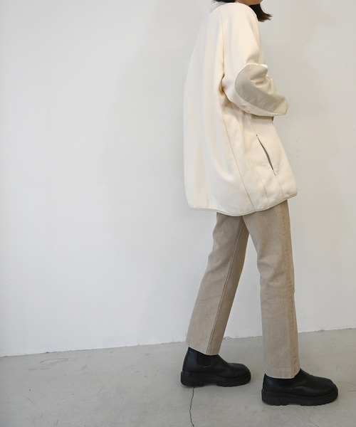 CANAL JEAN（キャナルジーン）の「RED CHOP WORKS(レッドチョップワークス) フリース胸ポケットトレーナー（その他トップス・レディース・オフホワイト/カーキ・38）」の4枚目の写真