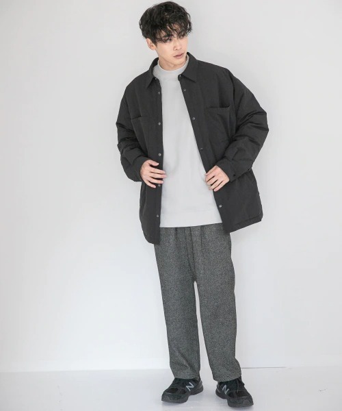 LOWRYS FARM（ローリーズファーム）の「エアサーマルシャツジャケット　953643（ブルゾン・メンズ・ブラック/アイボリー・MEDIUM/LARGE）」の9枚目の写真