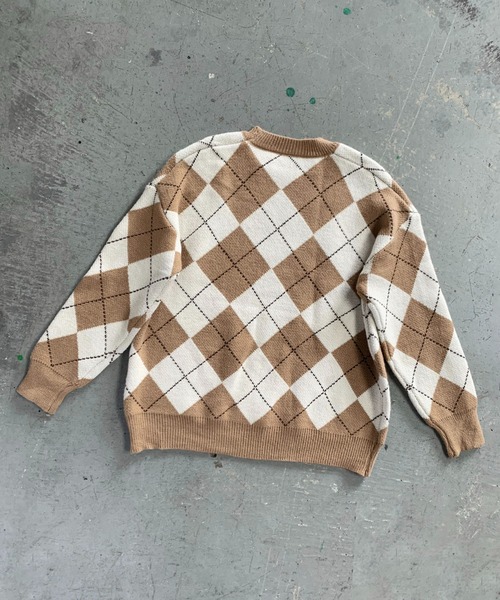 MARK&LONA アーガイルニットセーター（美品） ビッグシルエットアーガイルニット（ニット/セーター）｜me+em select