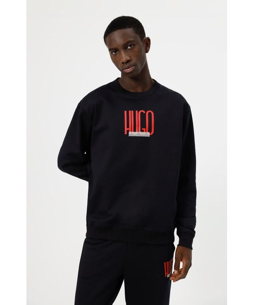 HUGO(ヒューゴ)の「【オンライン限定】コットンテリー ロゴプリント リラックスフィット スウェットシャツ(スウェット・メンズ・ホワイト/ブラック・S/M/XS/XL/L)」の2枚目の写真
