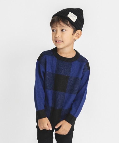 BRANSHES（ブランシェス）の「【洗濯機で洗える】チェックウォッシャブルニット（ニット/セーター・キッズ・ベージュ/ブルー・140/110/130/150/100/120/90）」の13枚目の写真