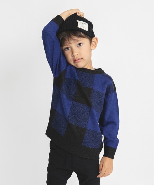 BRANSHES（ブランシェス）の「【洗濯機で洗える】チェックウォッシャブルニット（ニット/セーター・キッズ・ベージュ/ブルー・140/110/130/150/100/120/90）」の15枚目の写真