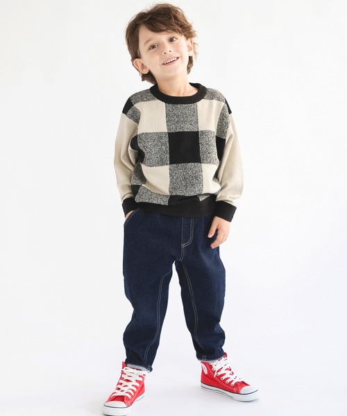 BRANSHES（ブランシェス）の「【洗濯機で洗える】チェックウォッシャブルニット（ニット/セーター・キッズ・ベージュ/ブルー・140/110/130/150/100/120/90）」の8枚目の写真