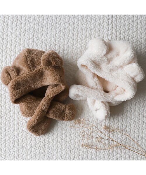 apres les cours（アプレレクール）の「tiny bear ボアベビー帽子（その他ベビー用品・キッズ・アイボリー/ベージュ・50）」の3枚目の写真