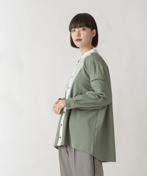 La SRIC（ラスリック）の「La SRIC / レースヨークバンドカラーBL（シャツ/ブラウス・レディース・ベージュ/カーキ・38）」の3枚目の写真