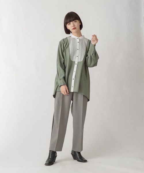 La SRIC（ラスリック）の「La SRIC / レースヨークバンドカラーBL（シャツ/ブラウス・レディース・ベージュ/カーキ・38）」の5枚目の写真