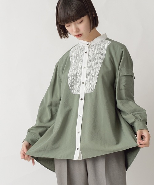 La SRIC（ラスリック）の「La SRIC / レースヨークバンドカラーBL（シャツ/ブラウス・レディース・ベージュ/カーキ・38）」の6枚目の写真