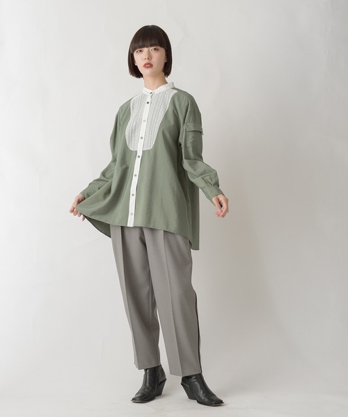 La SRIC（ラスリック）の「La SRIC / レースヨークバンドカラーBL（シャツ/ブラウス・レディース・ベージュ/カーキ・38）」の7枚目の写真