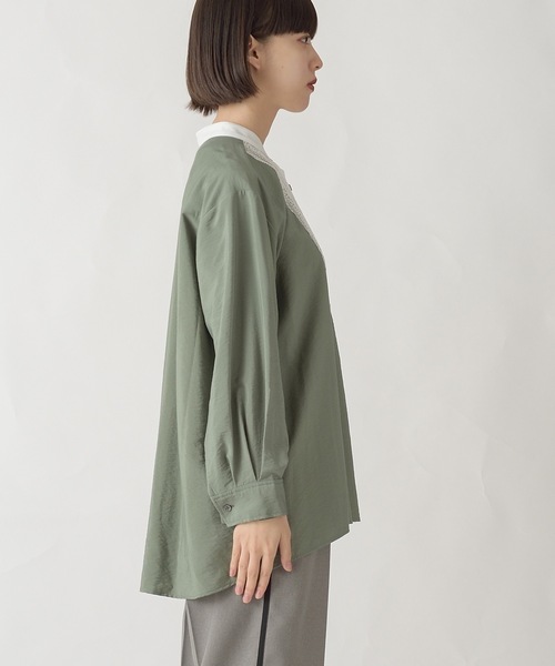 La SRIC（ラスリック）の「La SRIC / レースヨークバンドカラーBL（シャツ/ブラウス・レディース・ベージュ/カーキ・38）」の8枚目の写真