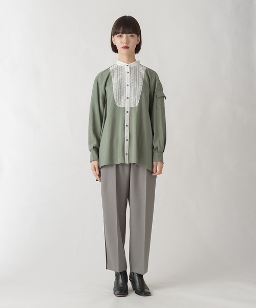 La SRIC（ラスリック）の「La SRIC / レースヨークバンドカラーBL（シャツ/ブラウス・レディース・ベージュ/カーキ・38）」の9枚目の写真