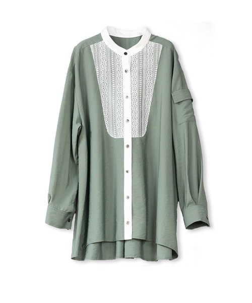 La SRIC（ラスリック）の「La SRIC / レースヨークバンドカラーBL（シャツ/ブラウス・レディース・ベージュ/カーキ・38）」の10枚目の写真