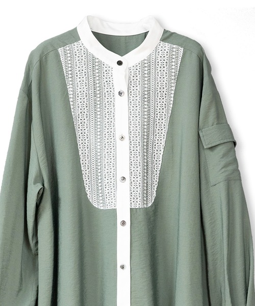 La SRIC（ラスリック）の「La SRIC / レースヨークバンドカラーBL（シャツ/ブラウス・レディース・ベージュ/カーキ・38）」の12枚目の写真